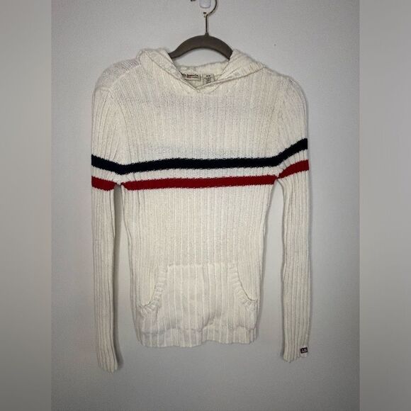 Ralph Lauren polo jeans Co. EUC vintage blue/red striped hooded sweater size M - Picture 1 of 5